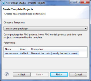 Wizard for the creation of a custo pms packager project